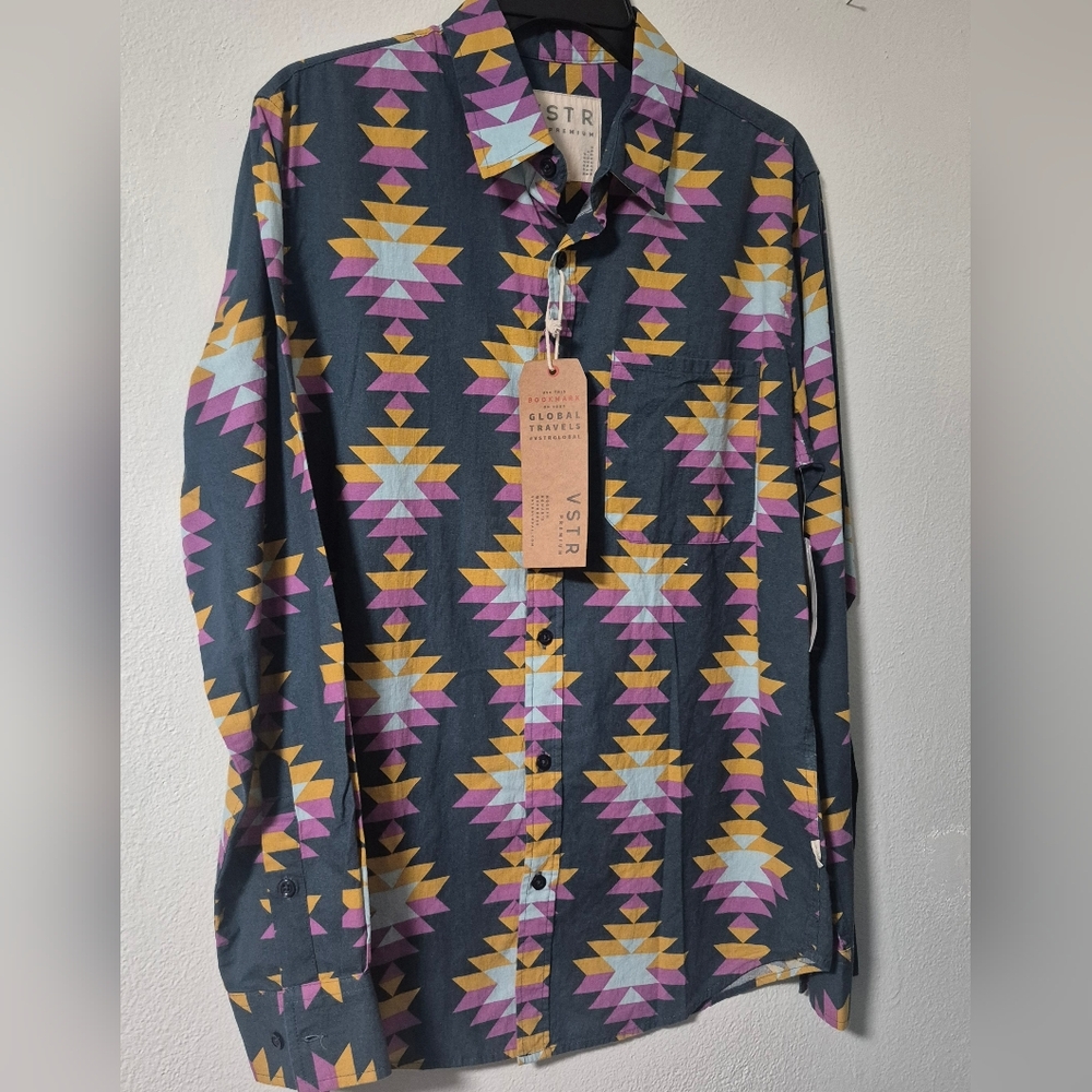 VSTR Premium Geometric Southwestern Print Shirt Size S